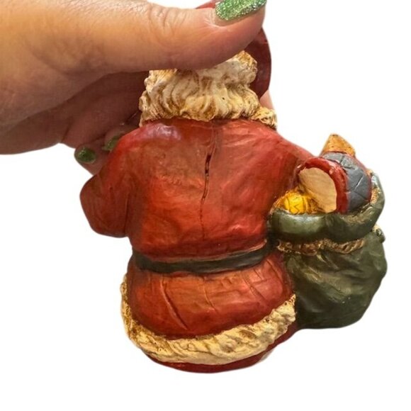 Handcrafted Santa Claus Figurine With Pipe & Toy Bag By Wood World Inc. - Picture 5 of 6
